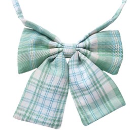 [Moerstar] 制服リボン スクールリボン セーラー服 蝶結び 蝶ネクタイ JK制服 女子 学生 可愛い 調整可能 チェック柄 格子柄 学校 通学 コスプレリボン 多色 紫 赤 水色 (ライトグリーン)