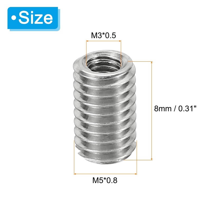 PATIKIL 10pcs M5*0.8 Male M3*0.5 Female Thread Adapter Sleeve Reducer