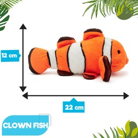 Zappi Co Ultra Soft Clown Fish Plush Toy (22 cm Length) - 100% Recycled, Eco-Friendly, Newborn Gift, Realistic Lifelike