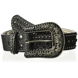 Nocona Belt Co. Women's Tone Bling Center Belt, Black, Small