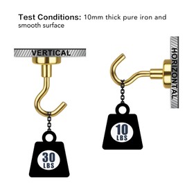 E BAVITE Strong Magnetic Hooks Heavy Duty, 22Lbs Rare Earth Magnets for Refrigerator, Home, Kitchen, Office, Cruise – 10 Pack(Yellow)