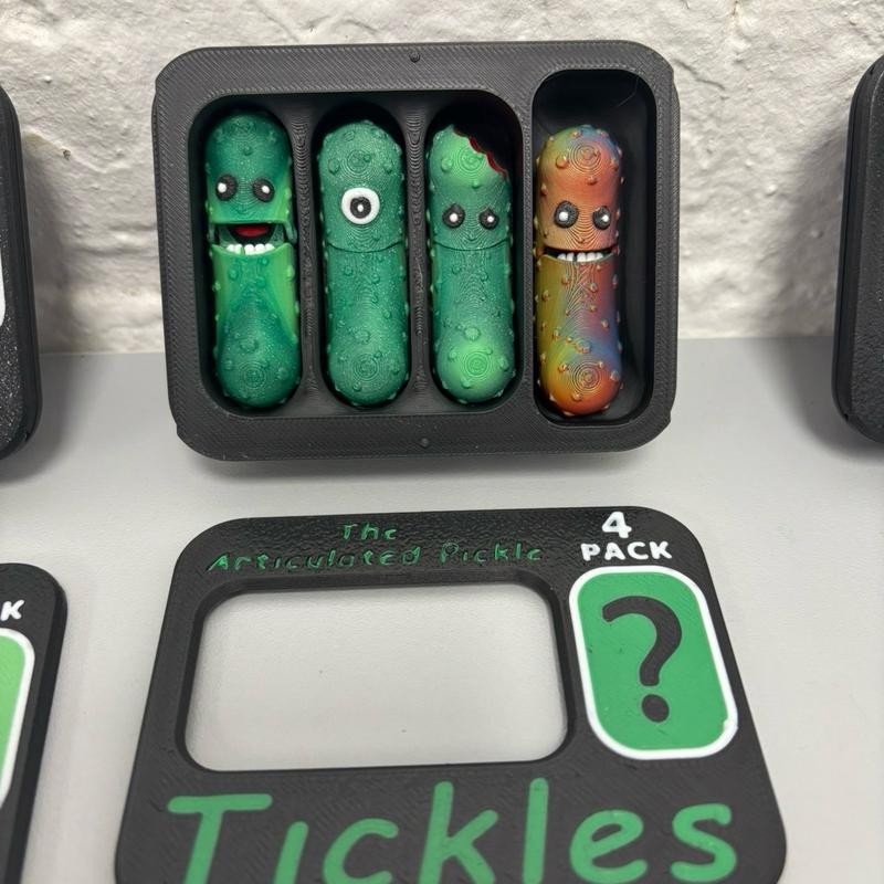 Articulating pickle four pack 3-D printed figurines