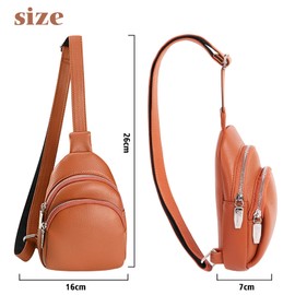 Minicloss Sling Bag Chest Bag Shoulder Bag Women's Small Shoulder Bags Purse Crossbody Bag Small Sling Bag Women's PU Leather for Outdoor Sports Travel Shopping, brown