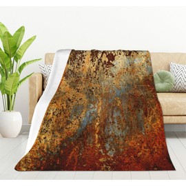 HGOD DESIGNS Brown Rust Colorful Metal Rusty Steel Iron Structure Throw Soft Warm Lightweight Blanket for Women Birthday Christmas, Home Living Room Decor Black 100x130cm