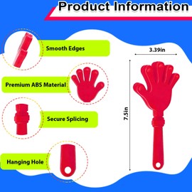Hongdouo 8PCS Hand Clappers 7.5 Inch Clapping Noisemakers Plastic Noise Makers Mini Hand Soundboard Party Favors Clacker for Birthdays Games Ball Dance 2026 World Cup Sporting Events Cheers Supplies