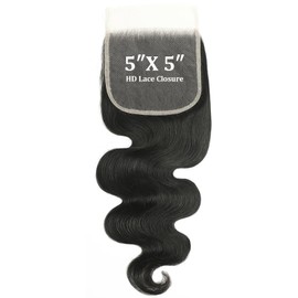 USTAR 5x5 SKINLIKE Real Hd Lace Closure Human Hair Wave 150% Density Ultra-thin Swiss Lace Closure Pre Plucked with Baby Smooth Natural Black 18 Inch