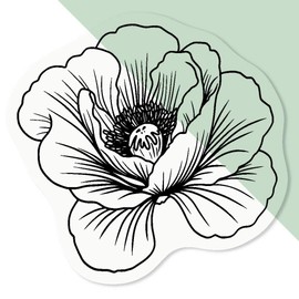 Azeeda 4 x 'Poppy Flower' Clear Sticker Decals – Waterproof Film for Windows, Cars, Walls & Crafts, Small (50mm) (DC00135792)