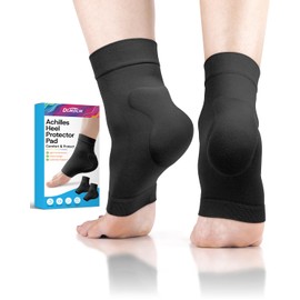 DLMDLM Achilles Tendonitis Heel Protector Socks,One Pair of Premium Padded Compression Gel Sleeve, Achilles Tendon Support Sleeve for Haglunds Bump, Tendonitis, Bursitis and Dry Cracked (Black)