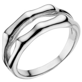 Jude Jewelers Stainless Steel Bamboo Bone Style Double Band Wedding Statement Anniversary Ring (Silver, 7)