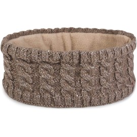 styleBREAKER women knit headband with plait pattern and sequins, fleece lining, hairband, headband, women 04026028, color:Brown