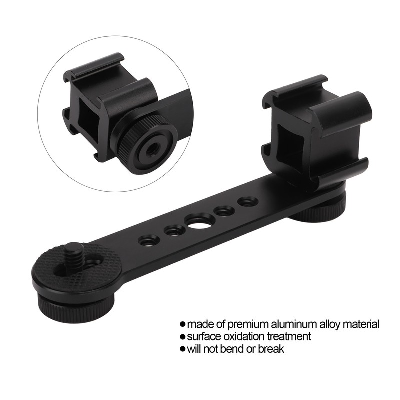 Triple Cold Shoe Extension Bracket Aluminium Alloy Microphone Stand Mount