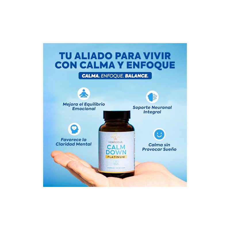 Calm Down GABA L-Teanina 5HTP Passiflora Cápsulas Sin Melatonina Homodeus
