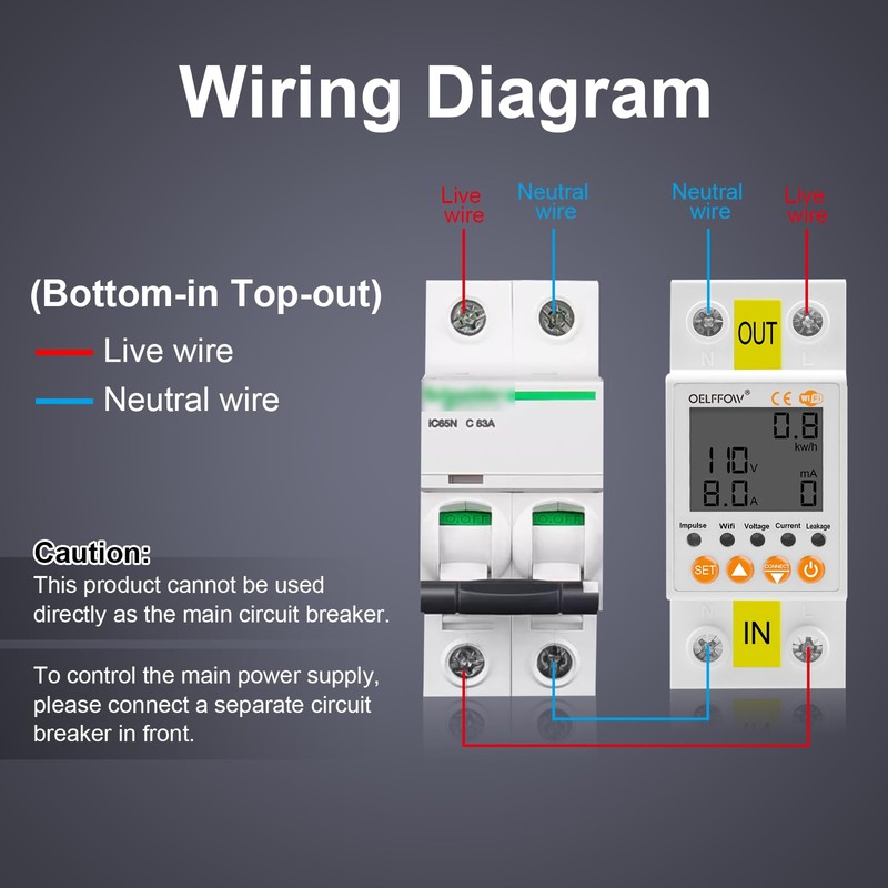 OELFFOW WiFi Circuit Breaker Smart Miniature Circuit Breaker - Single