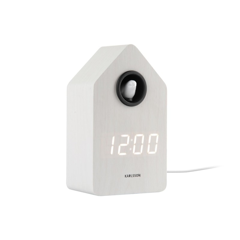 Karlsson Alarm Clock Cuckoo LED White Wash Veneer
