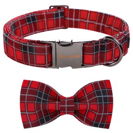 Unique style paws Christmas Red Black Dog Collar, Pet Collar Gift for Girls Boys Dogs, Adjustable Dog Collar for Small Medium Dogs, XL