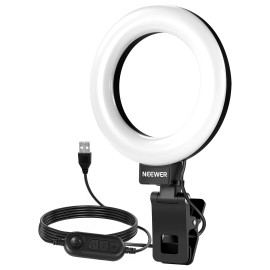 NEEWER 5" Ring Light w/Tripod, Clip-On for Laptop/Monitor