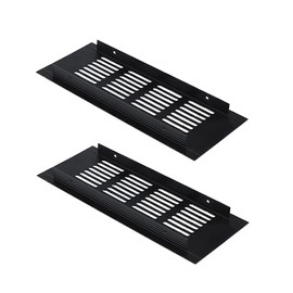 80mm*200mm Air Vents Grille Cover Aluminum Alloy Internal Ventilation Grilles Black Louvred Wall Vent Kitchen Cupboard Wardrobe Accessory (2 Pieces)
