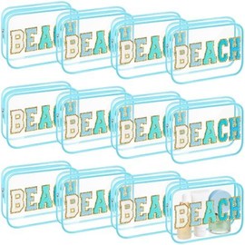 Cosmetic Bag Organizer Travel, Compact Lightweight Accessory for Travel and Daily Use - Kacctyen 12 Pack Clear Beach