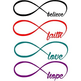 Walls with Style Infinity Symbol Love, Faith, Believe, Hope Wall Decals, Vinyl Stickers (Dark Pink, Hope 23" Long by 8.5" Tall)