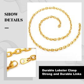 Richsteel Men's Women's Rolo Chain Classic Link Chain Necklace in 3 mm/6 mm/9 mm/12 mm in Silver/Black/Gold-Plated Solid Necklace in 46 cm Long to 76 cm Long, No Gemstone