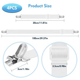 YHTCC 4 Pcs Bed Sheet Clips - Adjustable Bed Sheet Grippers, White Sheet Clips Specifically Designed for Bedding to Hold Sheets Firmly in Place