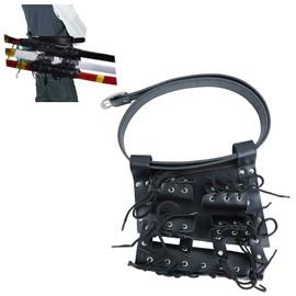 Tefola Adjustable Leather Sword, Medieval Retro Leather Swords, Black Belt, Can Set Three Swords for Zoro, Katana, Dagger, Sword Costume Accessories for Sword Accessories