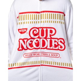 Bioworld Nissin Top Ramen Cup Noodles Costume Pajama One Piece Union Suit (Small/Medium) White