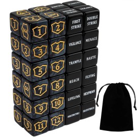 48 Pcs Abilities Keywords Counter Dice Black Shield MTG Dice Counters Bulk Buff