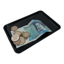 Chabrias Ltd Pack of 10 Plastic Rectangle Tip Trays - Professional Bill Presenter for Bars, Restaurants, and Hotels (Black)