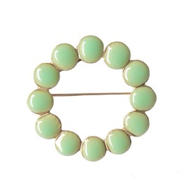 [CHERRY Knot] Round Connect Brooch Gold Tambourine Pondering (Pistachio Green)