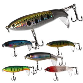 CastWisp 6pcs Topwater Fishing Lures Kit Floating Lures with Rotating Propeller Tail for Splashing Action Bass and Trout Fishing Lures for Freshwater and Saltwater (E-3.9in/0.56Ounces, 6PCS)