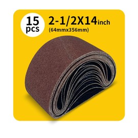 15 Pcs 2-1/2 x 14 Inch Assorted Aluminum Oxide Belt Sander Sanding Belt - 3 Each of 80/120/150/240/400 Grits
