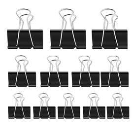 30Pcs Black Foldback Binder Clips, 25,32,51mm Binder Clips Paper Clips Metal Black Bulldog Clips Clamps Stationary Clips for Office Home Supplies