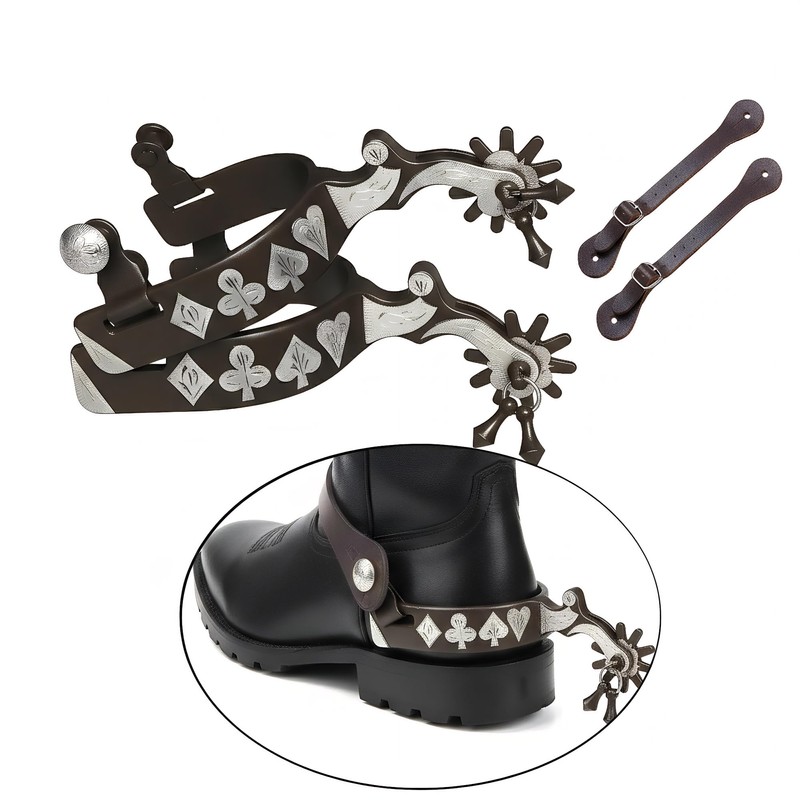 Suohanfei 2PCS Horse Spurs for Cowboy Boots with Spur Straps,
