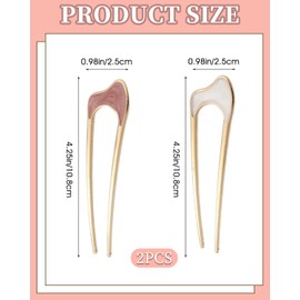 IPNSDON 2Pcs Large Metal U Shaped Hair Pins French Bun Hair Pins Suitable for Women and Girls Hairstyles, Suitable for Graduation, Ceremony, Exquisite Occasion (Red)