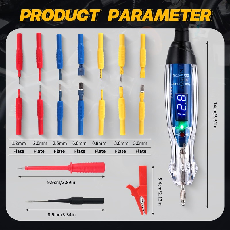 Test Light Probe Kit, 3-72V DC LED Digital Automotive Circuit