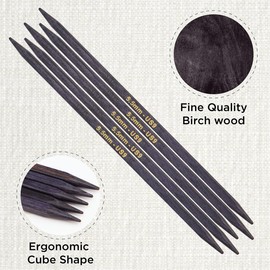 KnitPro J’Adore Cubics Double Pointed Knitting Needles Sets of 5 – Wooden Pins for Socks Hats Mittens Short Round Knitting – 15cm x 5.5mm, Purple, 26-1910101020