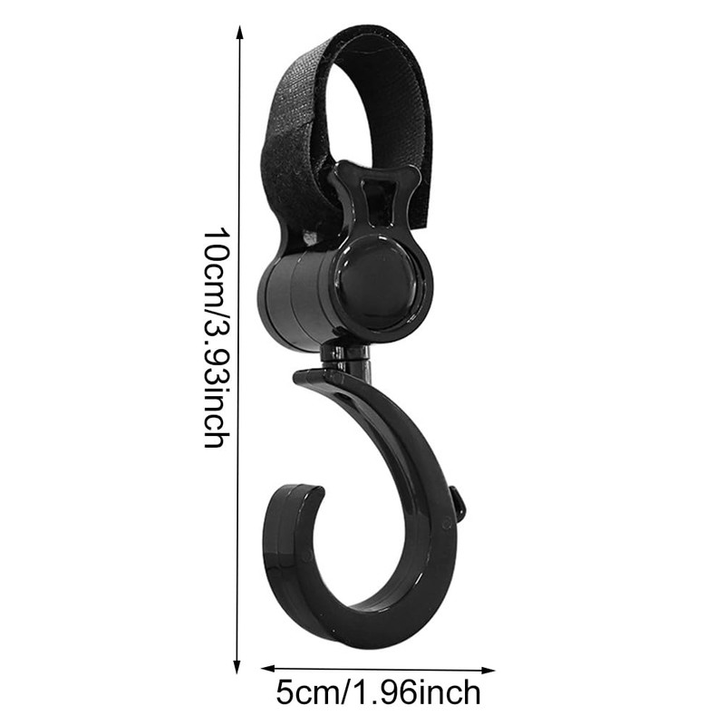 2 Pcs Walker Hook Hanging Multipurpose 360° Rotation Stroller Clip