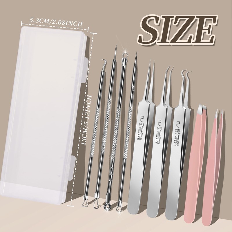 Teenitor 9 Pcs Professional Blackhead Tweezers and Pimple Popper Tool