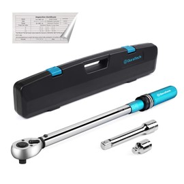 DURATECH 1/2-Inch Drive Click Torque Wrench, 30-160 Ft-lb, with Socket Adapter, Extensions Bar, Storage Case Included