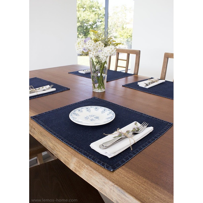 Lemos Home Placemats Set of 4 Denim Cotton 46 x