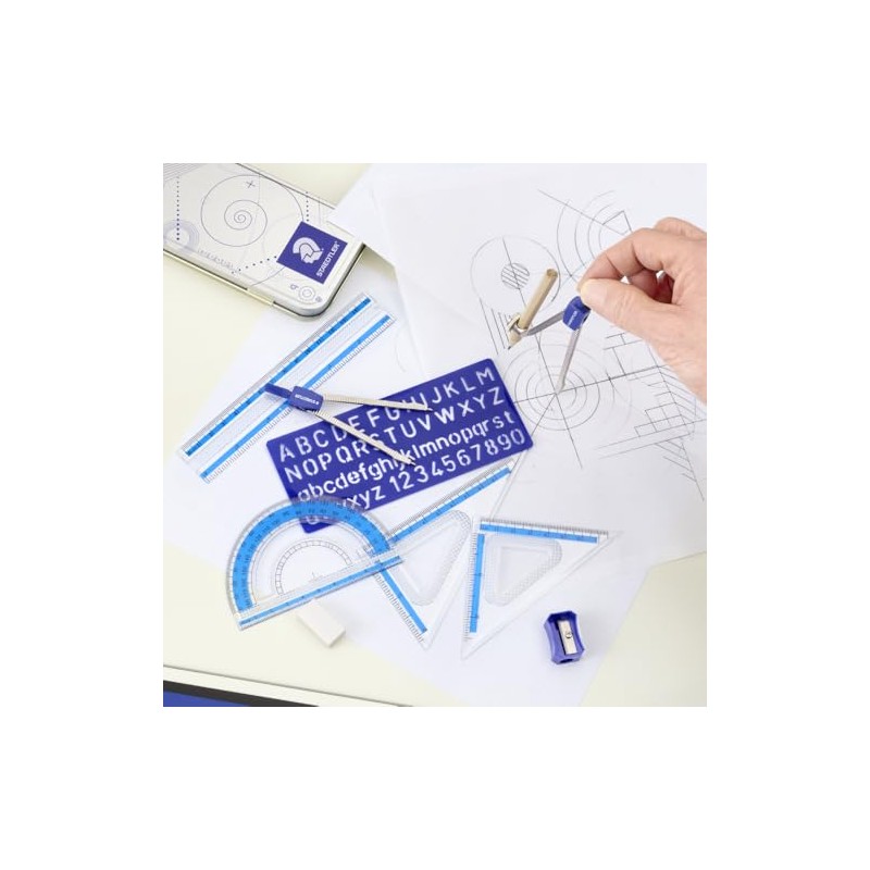 STAEDTLER 10-Piece Math Set with Metal Compass, 6" Ruler &