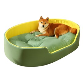 Pet Nest Bed Large Space Soft Comfortable Warm Pet Sleeping Bed with Double Sided Pad for Dog Cat All Seasons Fruit Green L, 60x40cm / 23.6x15.7in, Suitable for Less Than 10kg/22.0lb