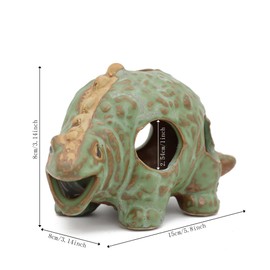 ALEGI Aquarium Ceramic Decorations Hideout, Cut Ceramic Dinosaurs Cave Rock for Cichlids, Betta Fish Tank