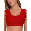 Ocean Blues Women's Red Ruffle Bikini Top Supportive Bikini Top