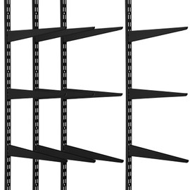 Colingmill 4 Pcs Twin Rail Upright Wall Shelving System 47. 5 Inch with 12 Pcs Shelf Bracket Heavy Duty Adjustable Storage Rack Metal Support System for Kitchen Closet Home Indoor(Black)