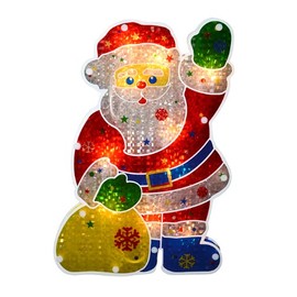 Sienna Lighted Holographic Santa Claus Christmas Window Silhouette Decoration, 13"