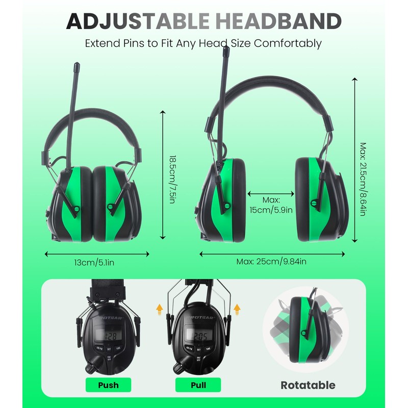 PROTEAR Digital AM FM Radio Hearing Protectors, Ear Protection Noise