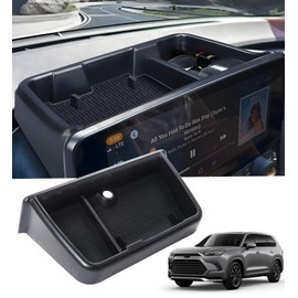 Katorn Dashboard Behind Screen Storage Box for Toyota Grand Highlander 2024 2025, Interior Accessories Center Console Organizer Tray for 24 25 Grand Highlander, Black