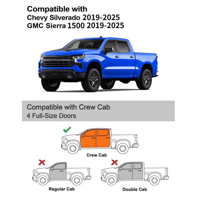 Deejecsun in-Channel Window Rain Guards Fit for Chevy Silverado 1500/GMC